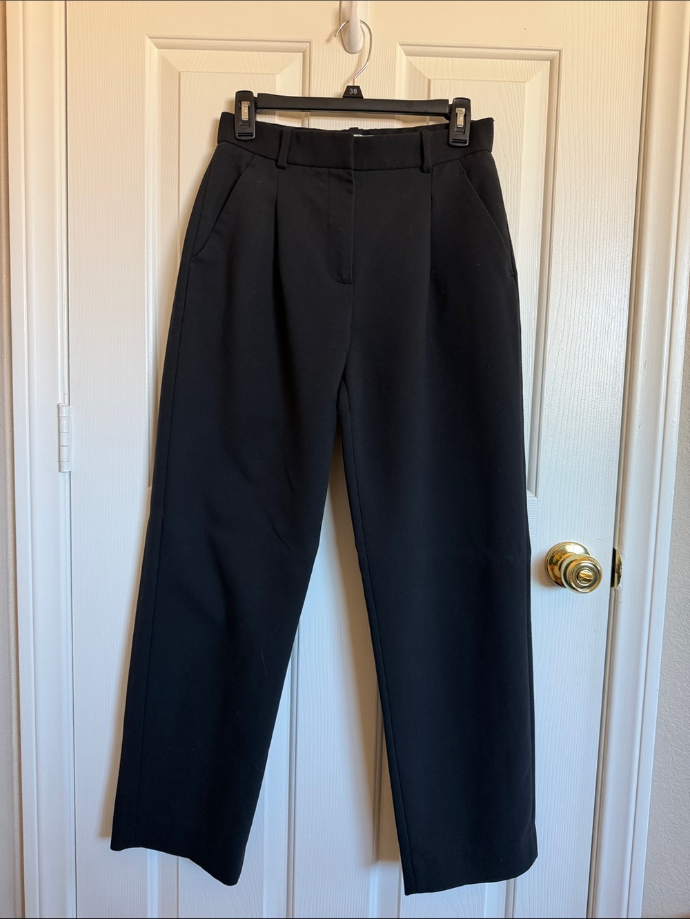 Abercrombie & Fitch Black Pleated Straight-Leg Trousers